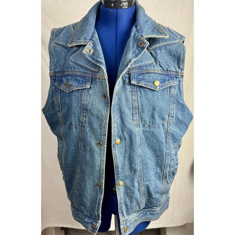 vintage denim biker vest xelement motorcycle gear mesh riding vest xl moto y2k